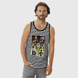 Майка мужская хлопок Волейбол - haikyuu, цвет: черная тельняшка — фото 2