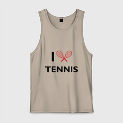 Майка мужская хлопок I Love Tennis, цвет: миндальный