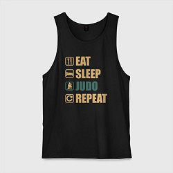 Майка мужская хлопок Eat sleep judo, цвет: черный