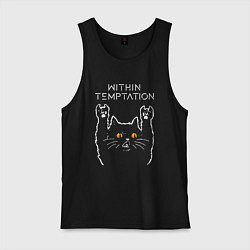 Майка мужская хлопок Within Temptation rock cat, цвет: черный