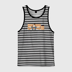 Майка мужская хлопок Here We Go Again, цвет: черная тельняшка