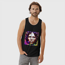 Майка мужская хлопок Jim Morrison Glitch 25 Digital Art, цвет: черный — фото 2