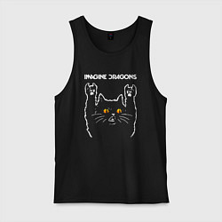 Майка мужская хлопок Imagine Dragons rock cat, цвет: черный