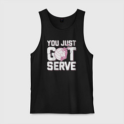 Майка мужская хлопок Just got serve, цвет: черный