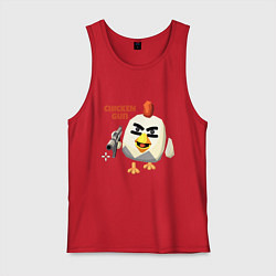 Майка мужская хлопок Chicken Gun злой, цвет: красный