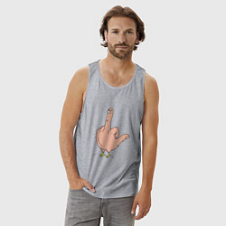 Майка мужская хлопок Пошлая птичка - смешной фак, цвет: меланж — фото 2