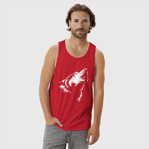 Мужская майка Волк воет / Красный – фото 3