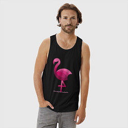 Майка мужская хлопок Фламинго минималистичный, цвет: черный — фото 2