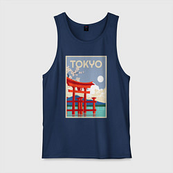 Майка мужская хлопок Tokyo - japan, цвет: тёмно-синий