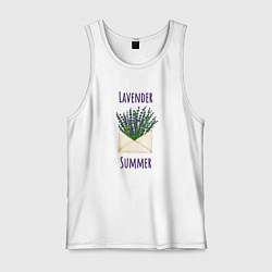 Майка мужская хлопок Lavender Summer - букет лаванды в конверте, цвет: белый