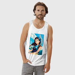 Майка мужская хлопок Девочка и океан, цвет: белый — фото 2