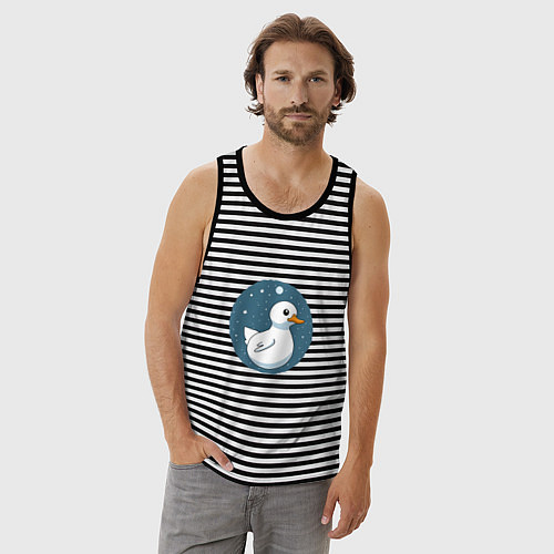 Мужская майка Утка в космосе / Черная тельняшка – фото 3