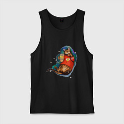 Мужская майка Ленивый бенгальский кот с попкорном