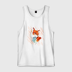 Майка мужская хлопок Рыжий хитрый мультяшный кот, цвет: белый