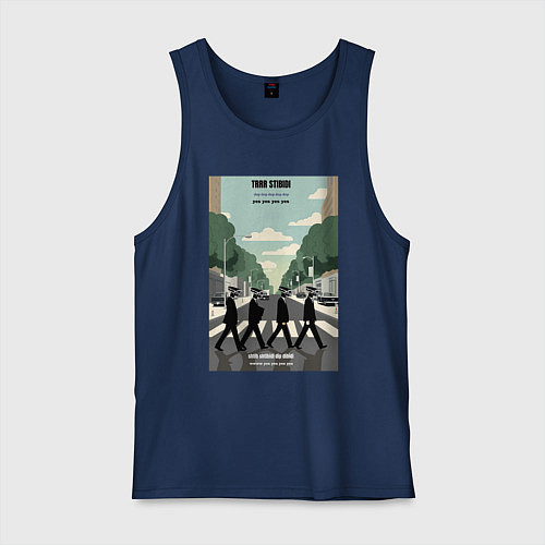 Мужская майка Skibidi toilet Beatles cameramen / Тёмно-синий – фото 1