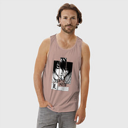 Майка мужская хлопок Death Note - L, цвет: пыльно-розовый — фото 2