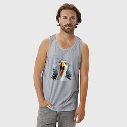 Майка мужская хлопок Чайка орет - морской принт, цвет: меланж — фото 2