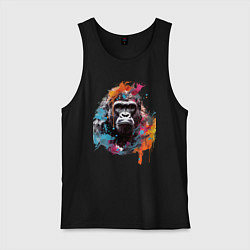 Майка мужская хлопок Граффити с гориллой, цвет: черный