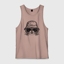 Майка мужская хлопок Енот на стиле, цвет: пыльно-розовый