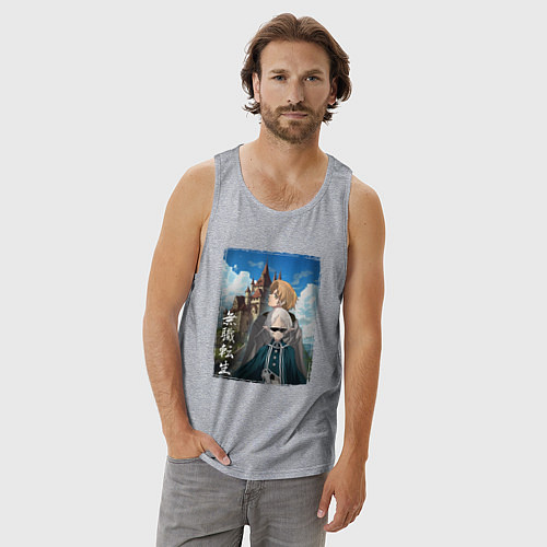 Мужская майка Реинкарнации безработного - 2 сезон / Меланж – фото 3