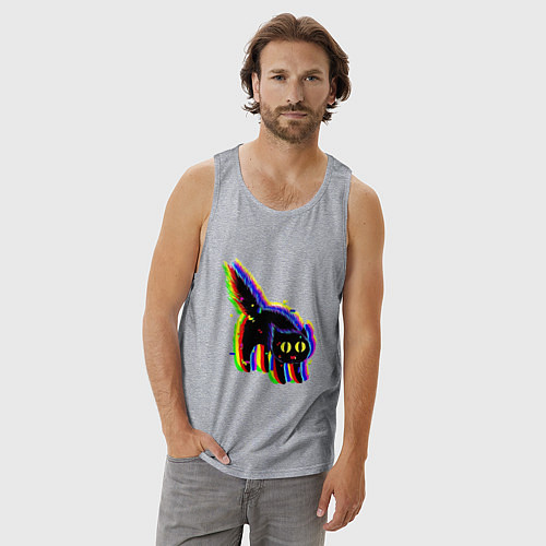 Мужская майка Глюк кот - Technical Glitch / Меланж – фото 3