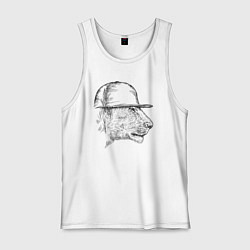 Майка мужская хлопок Дикая кошка репер, цвет: белый