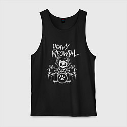 Майка мужская хлопок Heavy Meowtal - кошачья музыка, цвет: черный