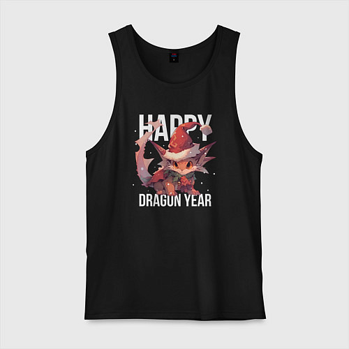 Мужская майка Happy Dragon year / Черный – фото 1