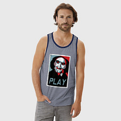 Майка мужская хлопок Play saw, цвет: синяя тельняшка — фото 2