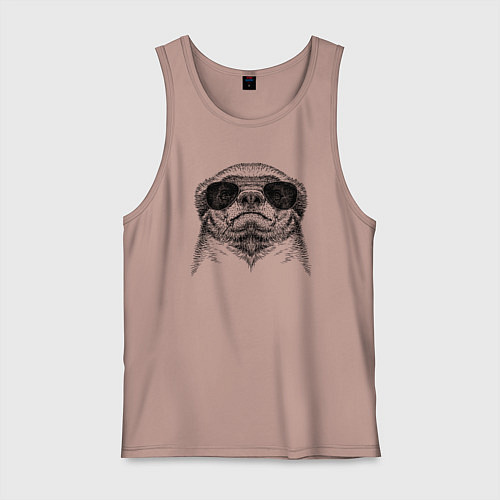 Мужская майка Медоед в очках / Пыльно-розовый – фото 1