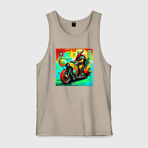 Мужская майка Викинг на мотоцикле / Миндальный – фото 1