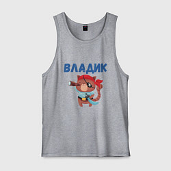 Майка мужская хлопок Владик - кот пират, цвет: меланж