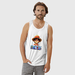 Майка мужская хлопок Монки д Луффи one piece, цвет: белый — фото 2