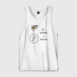 Майка мужская хлопок Be in ballance and keep calm, цвет: белый