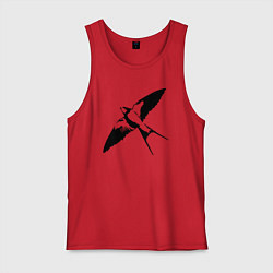 Майка мужская хлопок Ласточка парит трафарет, цвет: красный