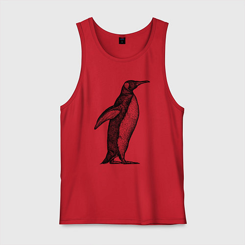 Мужская майка Пингвин сбоку / Красный – фото 1