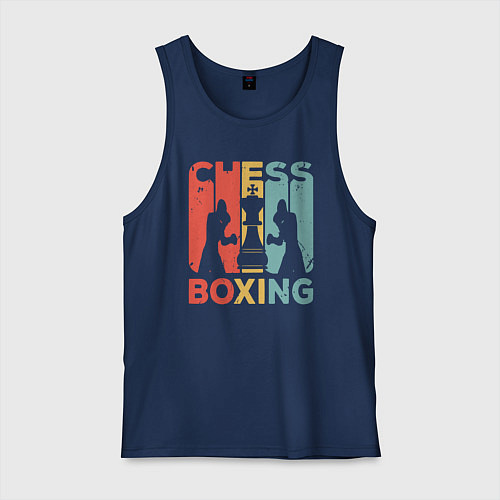 Мужская майка Шахматный бокс / Тёмно-синий – фото 1