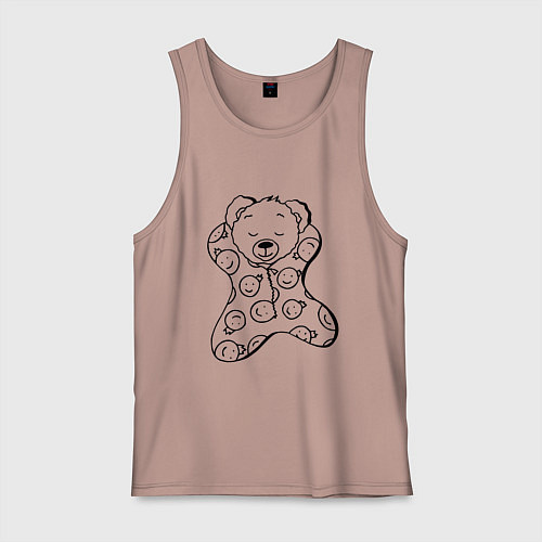 Мужская майка Спящий мишка в пижаме - раскраска / Пыльно-розовый – фото 1