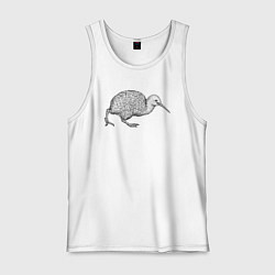 Майка мужская хлопок Птица киви спешит, цвет: белый