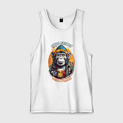 Майка мужская хлопок С пивом я умнею, цвет: белый