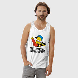 Майка мужская хлопок Барт Симпсон скейтбордист, цвет: белый — фото 2