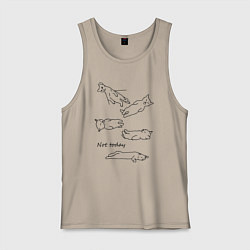 Майка мужская хлопок Not today спящие коты, цвет: миндальный