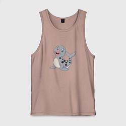 Майка мужская хлопок Морской котик улыбака, цвет: пыльно-розовый