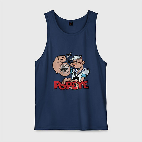 Мужская майка Попай - бицепс / Тёмно-синий – фото 1