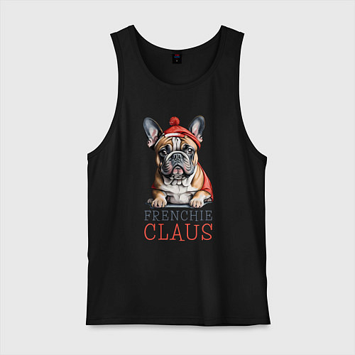 Мужская майка Французский новогодний бульдог / Черный – фото 1