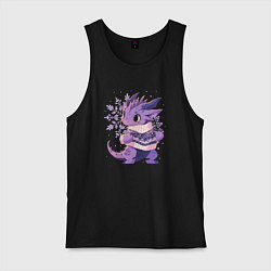 Майка мужская хлопок Фиолетовый дракон в свитере, цвет: черный