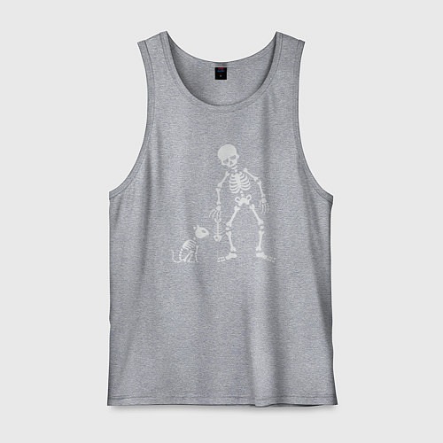 Мужская майка Котик и скелет / Меланж – фото 1