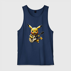 Майка мужская хлопок Поющий Пикачу, цвет: тёмно-синий