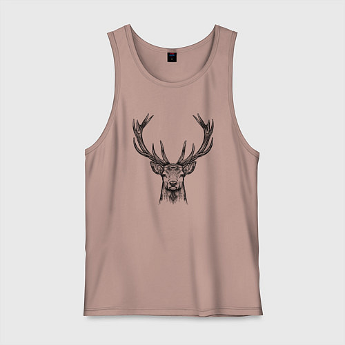 Мужская майка Олень анфас / Пыльно-розовый – фото 1