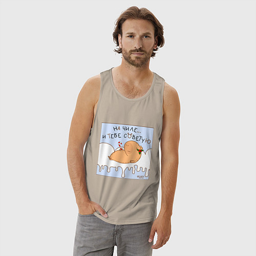 Мужская майка Капибара на чиле в снегу / Миндальный – фото 3